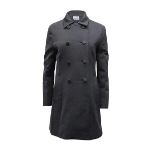 Prada Milano Women's 44 Black Double-Breasted Polyester Trench Coat Mid Length
